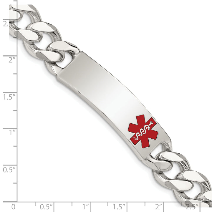 Silver 14-MM Wide Medical Curb Link 8.5-inch ID Bracelet.