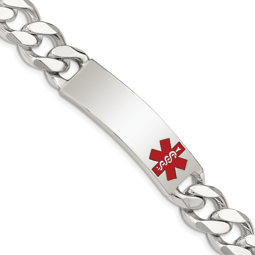 Silver 14-MM Wide Medical Curb Link 7.5-inch ID Bracelet.