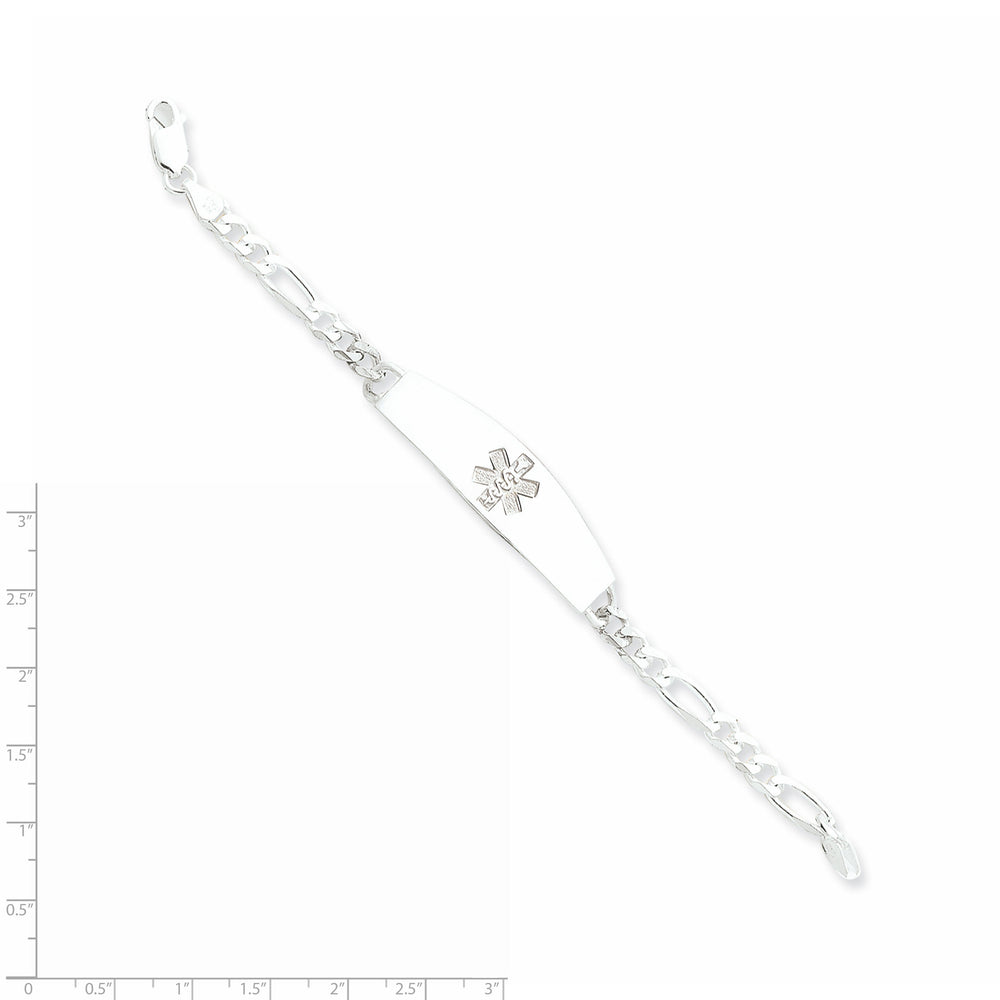 Silver 5-MM Wide Medical ID 8-inch Figaro Bracelet.