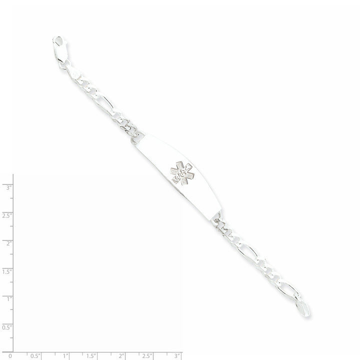 Silver 5-MM Wide Medical ID 8-inch Figaro Bracelet.