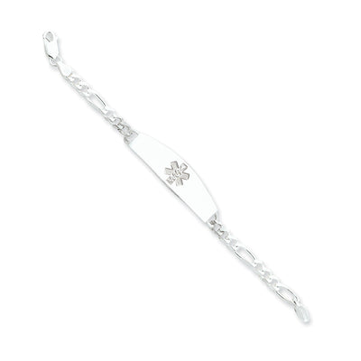 Silver 5-MM Wide Medical ID 8-inch Figaro Bracelet. at $ 98.76 only from Jewelryshopping.com