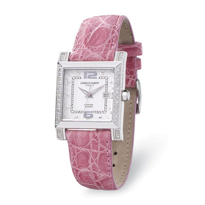 Ladies Charles Hubert Diamond Bezel Sapphire Stainless Steel Watch