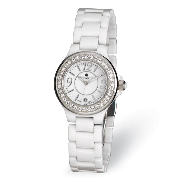 Ladies Charles Hubert White Ceramic Crystal Watch