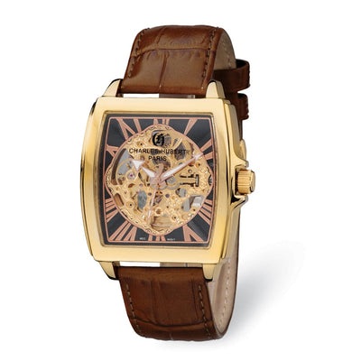Men's Charles Hurbert I.P-Plated Skeleton Dial Watch stainless steel at $ 319.47 only from Jewelryshopping.com