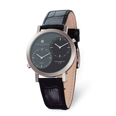 Men's Charles Hubert Leather Band Dual Time Watch at $ 114.99 only from Jewelryshopping.com