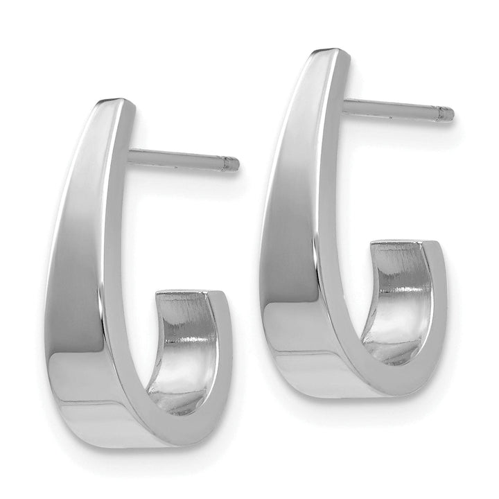 14k White Gold Polished J-Hoop Post Earrings