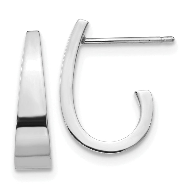 14k White Gold Polished J-Hoop Post Earrings