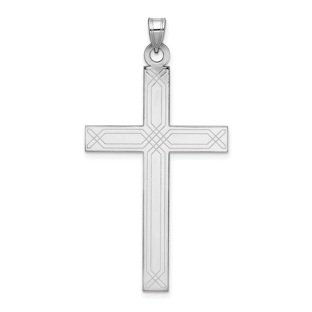 14k White Gold Solid Cross Pendant