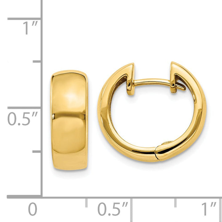 14k Yellow Gold Polished Solid Hoop Earrings