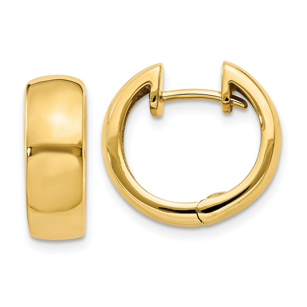 14k Yellow Gold Polished Solid Hoop Earrings