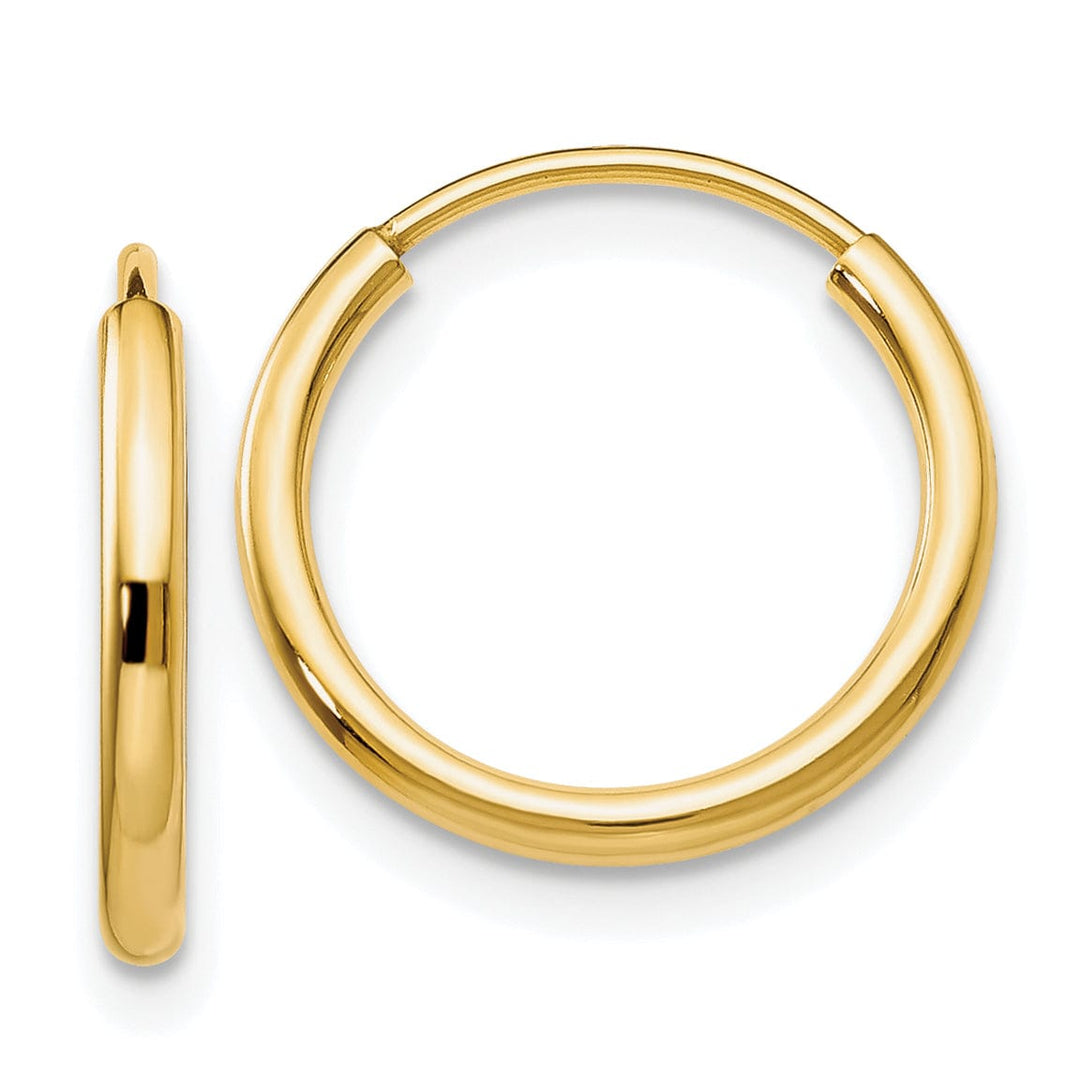 14k Yellow Gold Polished Endless Hoops 1.5mm x 15mm