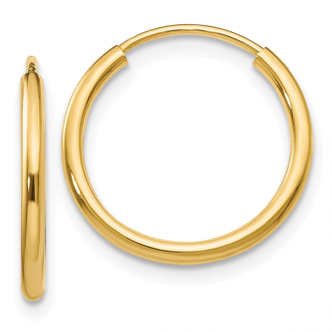 14k Yellow Gold Polished Endless Hoops 1.5mm x 16mm