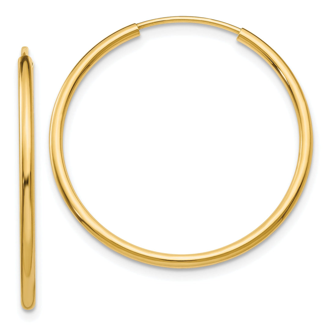 14k Yellow Gold Polished Endless Hoops 1.5mm x 26mm