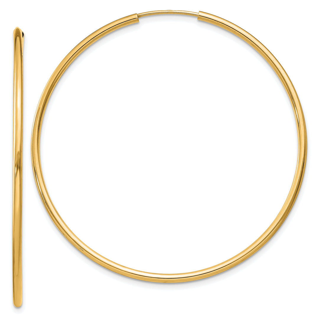 14k Yellow Gold Polished Endless Hoops 1.5mm x 45mm