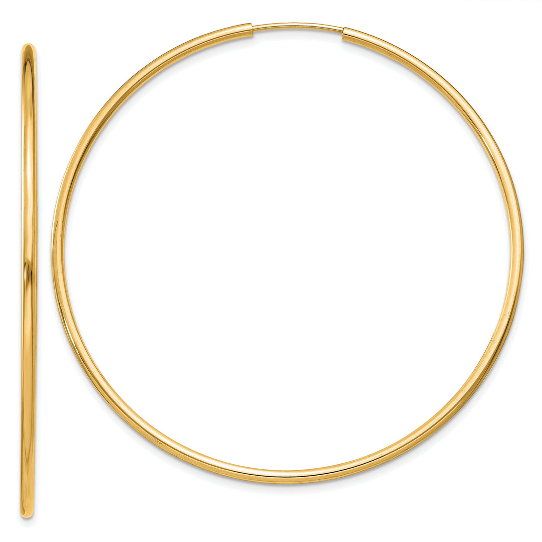 14k Yellow Gold Polished Endless Hoops 1.5mm x 51mm