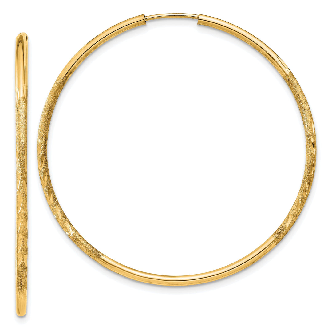 14k Yellow Gold Satin D.C Endless Hoops 1.5mm x 39mm