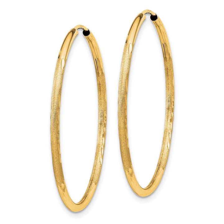 14k Yellow Gold Satin D.C Endless Hoops 1.5mm x 30mm