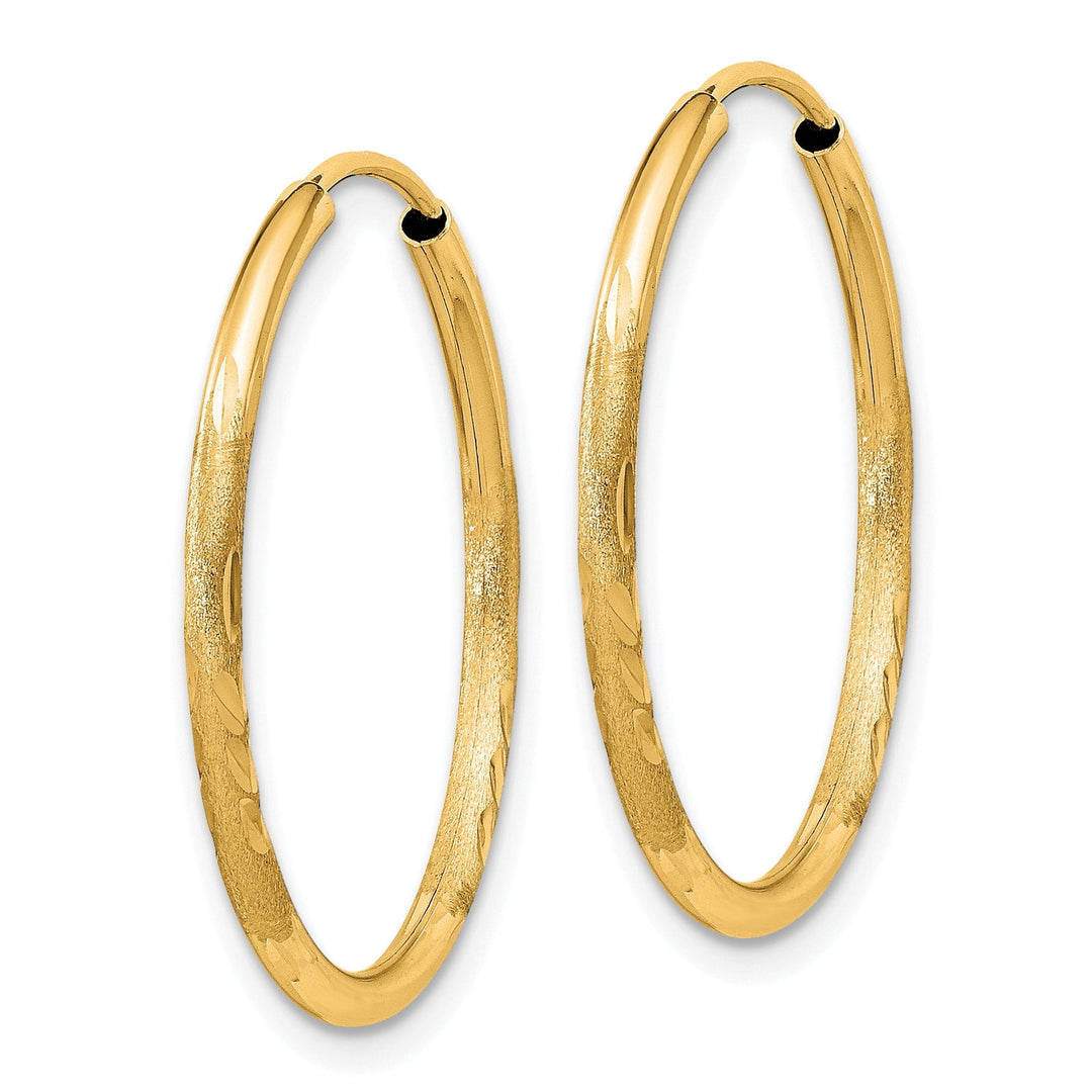 14k Yellow Gold Satin D.C Endless Hoops 1.5mm x 22mm