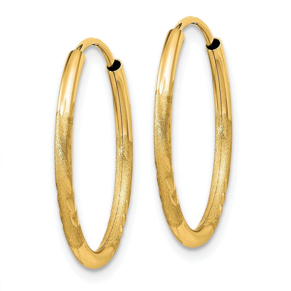 14k Yellow Gold Satin D.C Endless Hoops 1.5mm x 17mm