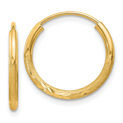 14k Yellow Gold 1.5MM Satin D-C Endless Hoops at $ 66.4 only from Jewelryshopping.com