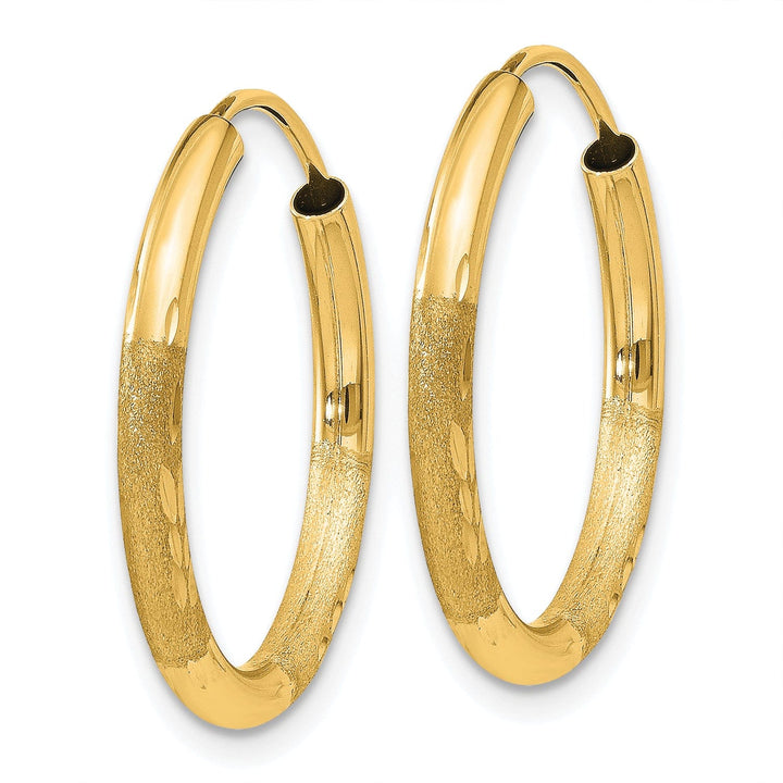 14k Yellow Gold Satin D.C Endless Hoops 2mm x 20mm