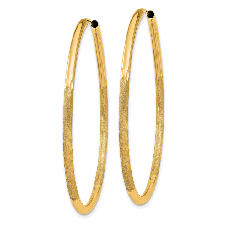 14k Yellow Gold Satin D.C Endless Hoops 2mm x 40mm