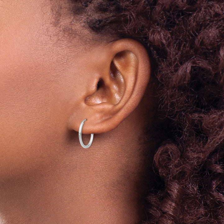 14k White Gold Polished Endless Hoop Earrings 1.5mm x 16mm