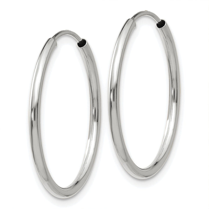 14k White Gold Polished Endless Hoop Earrings 1.5mm x 23 mm
