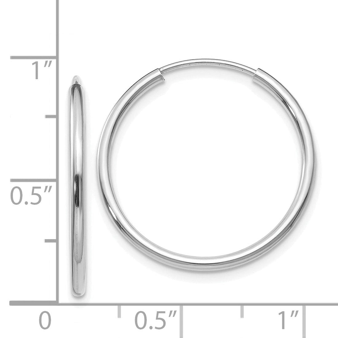 14k White Gold Polished Endless Hoop Earrings 1.5mm x 23 mm