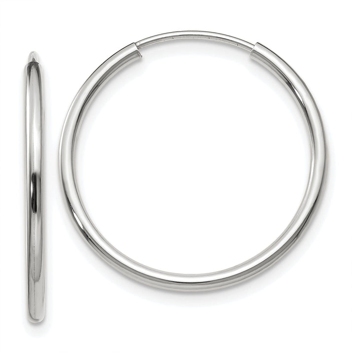 14k White Gold Polished Endless Hoop Earrings 1.5mm x 23 mm
