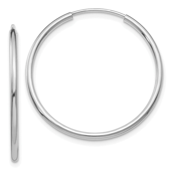 14k White Gold Polished Endless Hoop Earrings 1.5mm x 26 mm