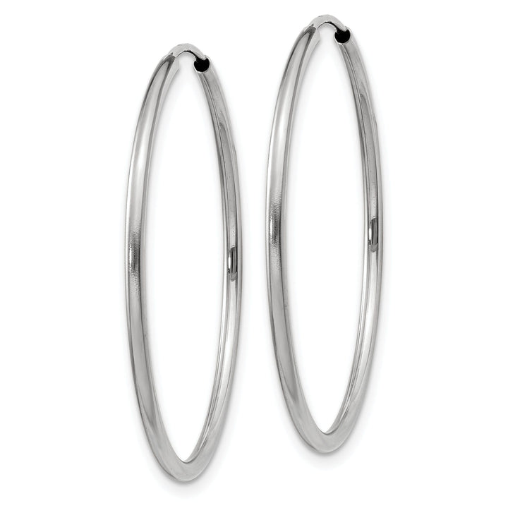 14k White Gold Polished Endless Hoop Earrings 1.5mm x 30 mm