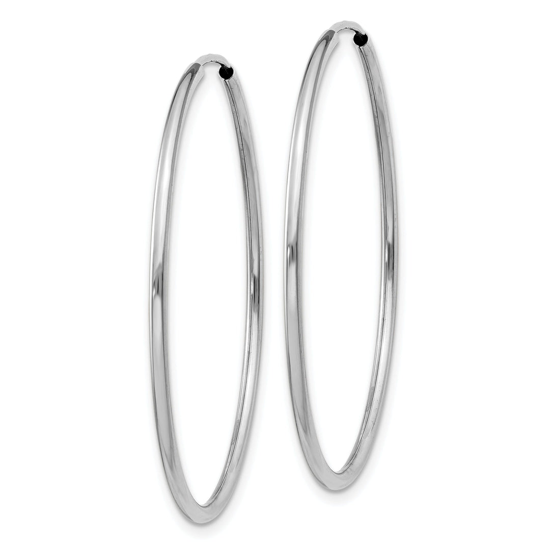 14k White Gold Polished Endless Hoop Earrings 1.5mm x 38mm