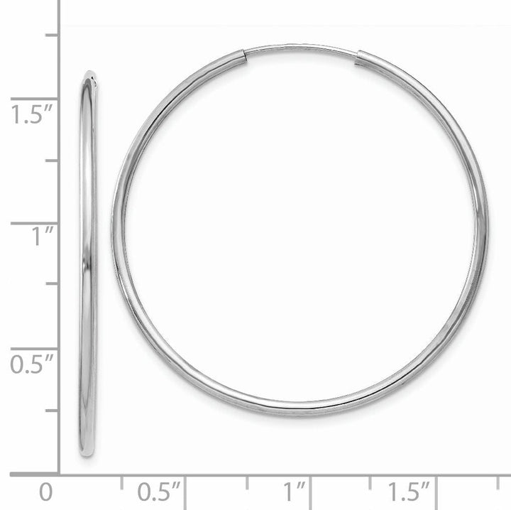 14k White Gold Polished Endless Hoop Earrings 1.5mm x 38mm
