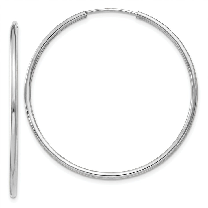14k White Gold Polished Endless Hoop Earrings 1.5mm x 38mm