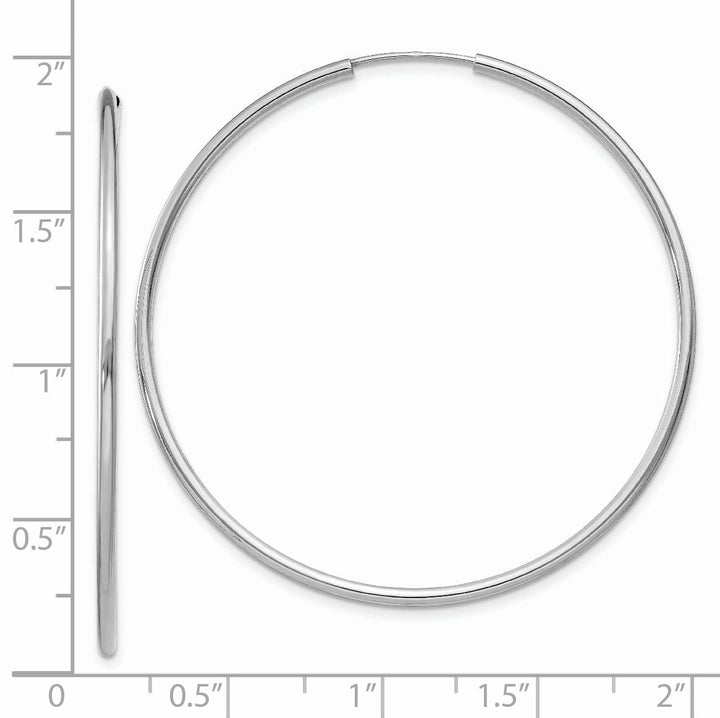 14k White Gold Polished Endless Hoop Earrings 1.5mm x 45mm