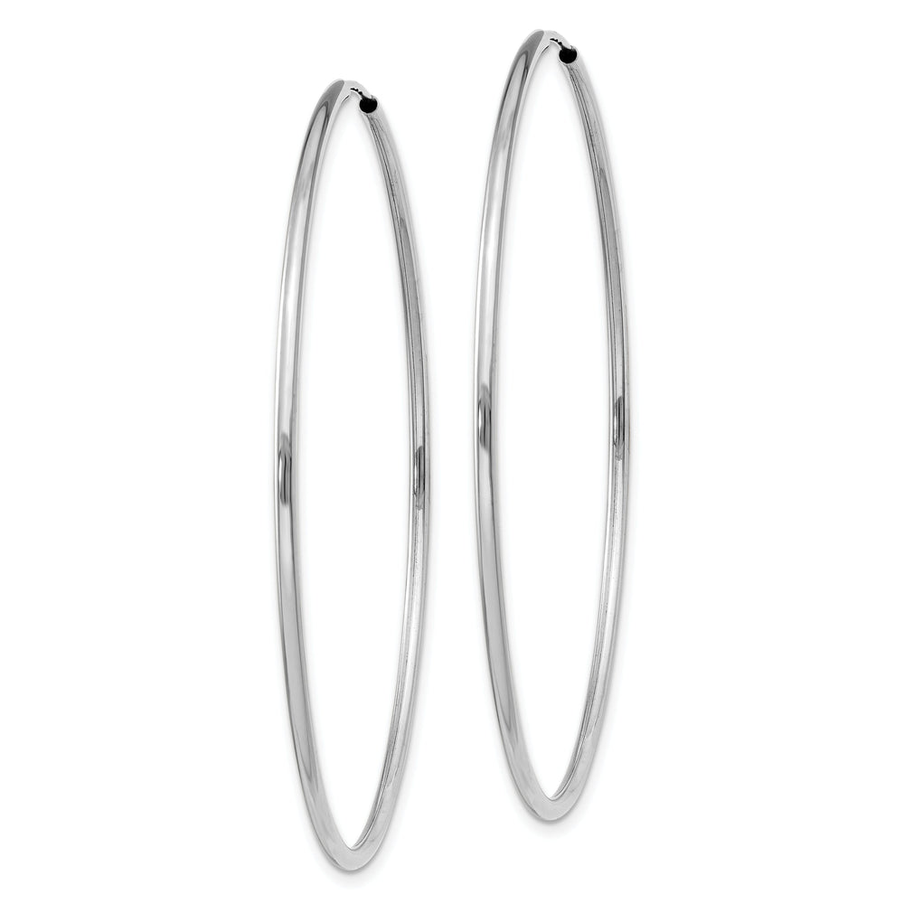 14k White Gold Polished Endless Hoop Earrings 1.5mm x 51mm