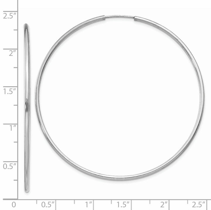 14k White Gold Polished Endless Hoop Earring 1.5mm x 56mm