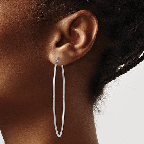 14k White Gold Polished Endless Hoop Earrings 15mm x 62mm
