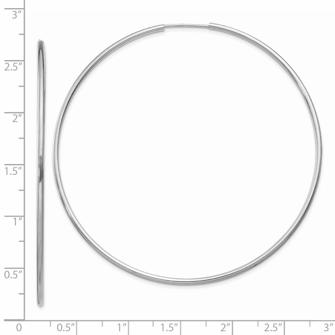 14k White Gold Polished Endless Hoop Earrings 15mm x 62mm