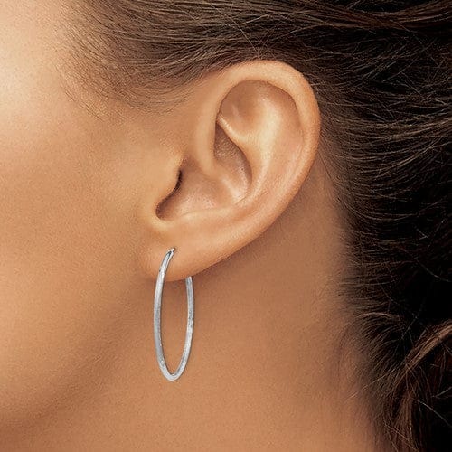 14k White Gold D.C Endless Hoop Earrings 1.5mm x 31mm
