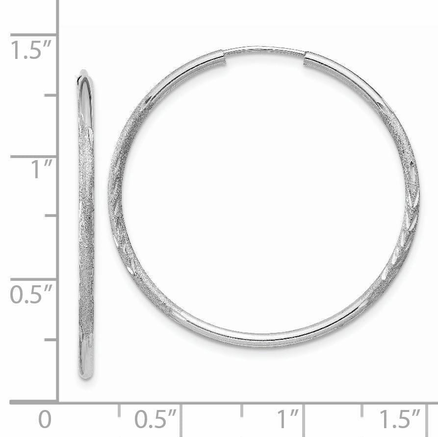 14k White Gold D.C Endless Hoop Earrings 1.5mm x 31mm