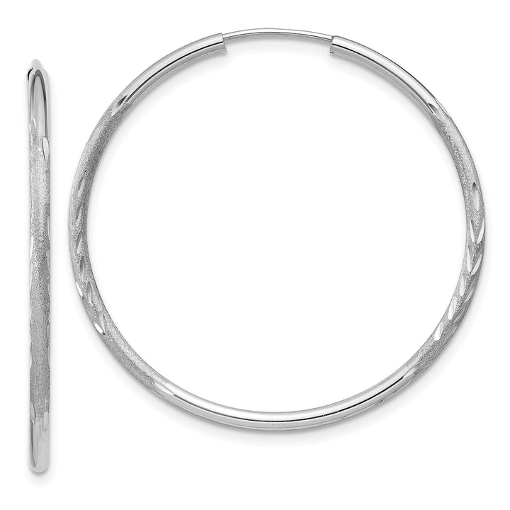 14k White Gold D.C Endless Hoop Earrings 1.5mm x 31mm
