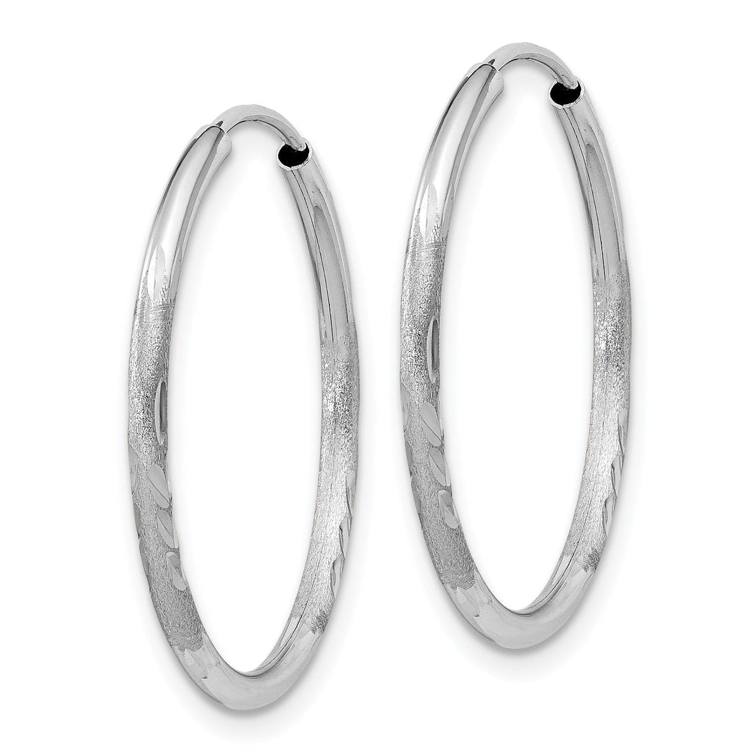 14k White Gold D.C Endless Hoop Earrings 1.5mm x 21mm