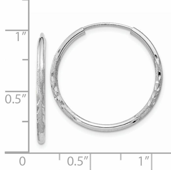 14k White Gold D.C Endless Hoop Earrings 1.5mm x 21mm