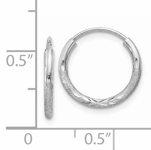 14k White Gold D.C Endless Hoop Earrings 1.5mm x 12mm