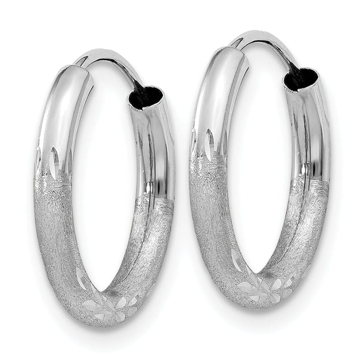 14k White Gold D.C Endless Hoop Earrings 2mm x 12 mm