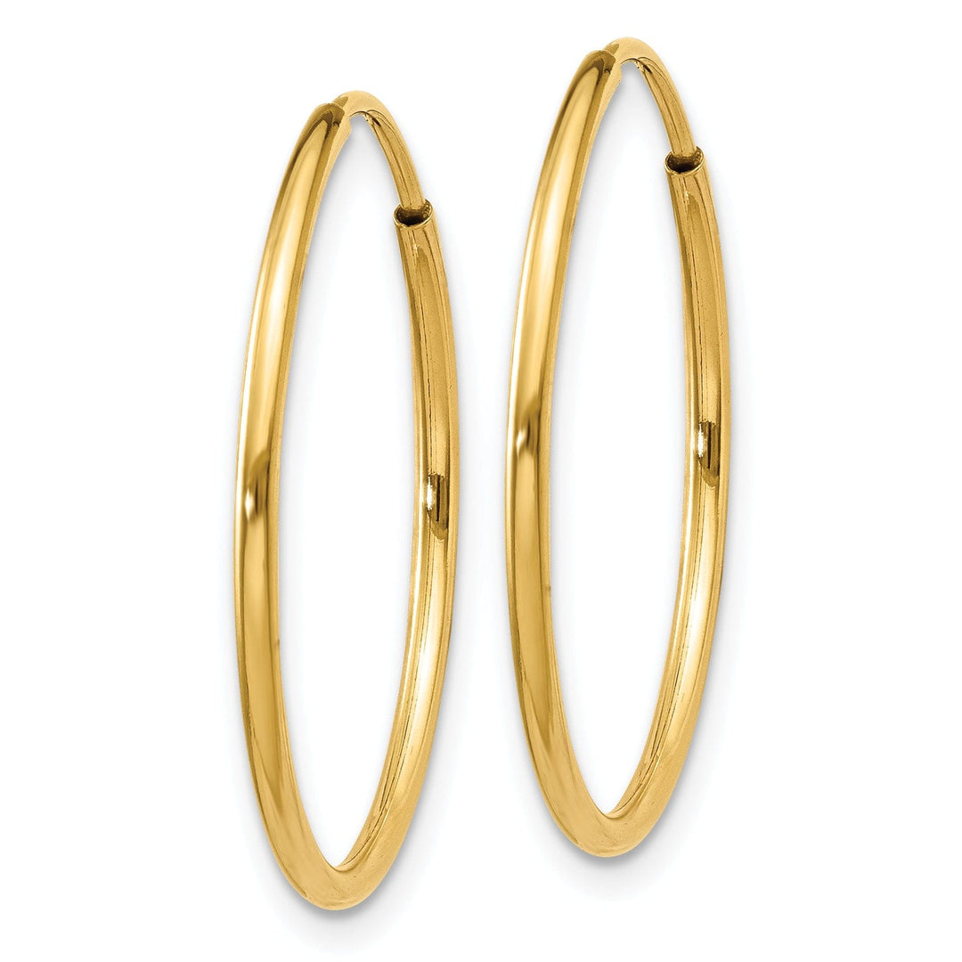 14k Yellow Gold Polished Endless Hoops 1.25mm x 25mm