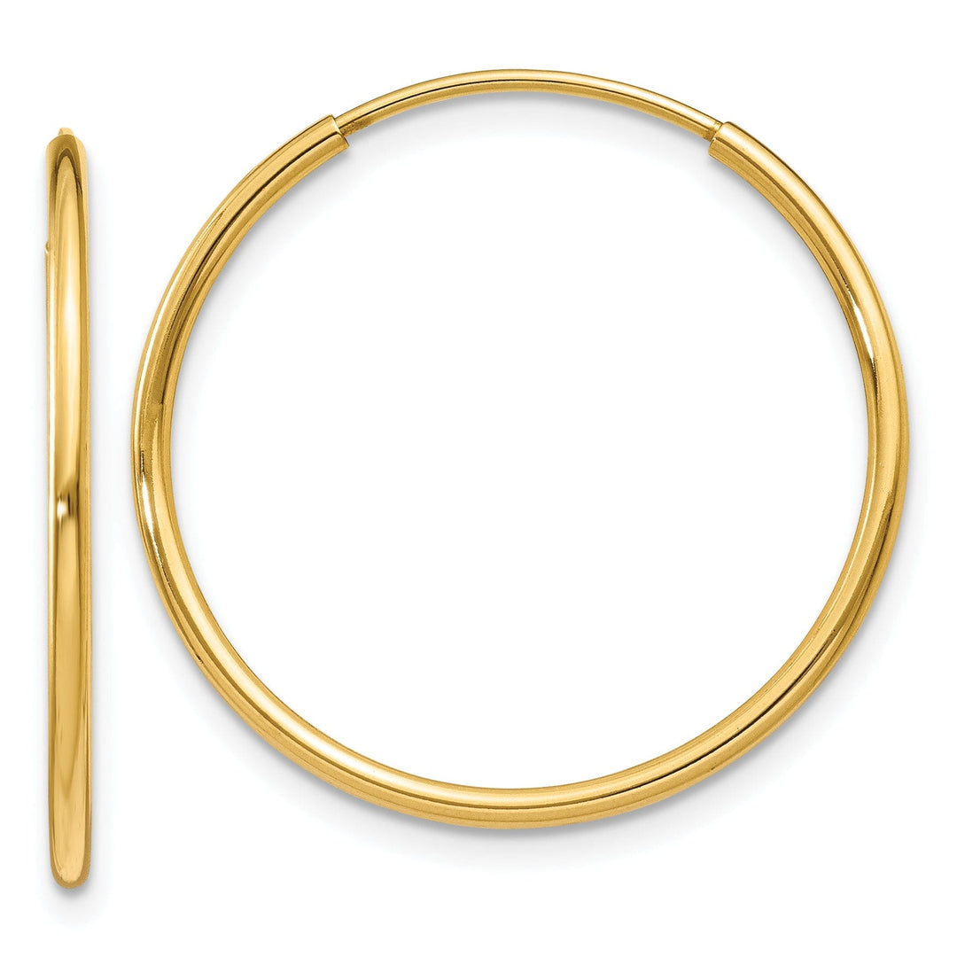 14k Yellow Gold Polished Endless Hoops 1.25mm x 25mm