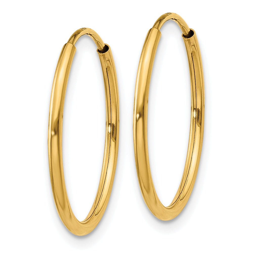 14k Yellow Gold Polished Endless Hoops 1.25mm x 20mm